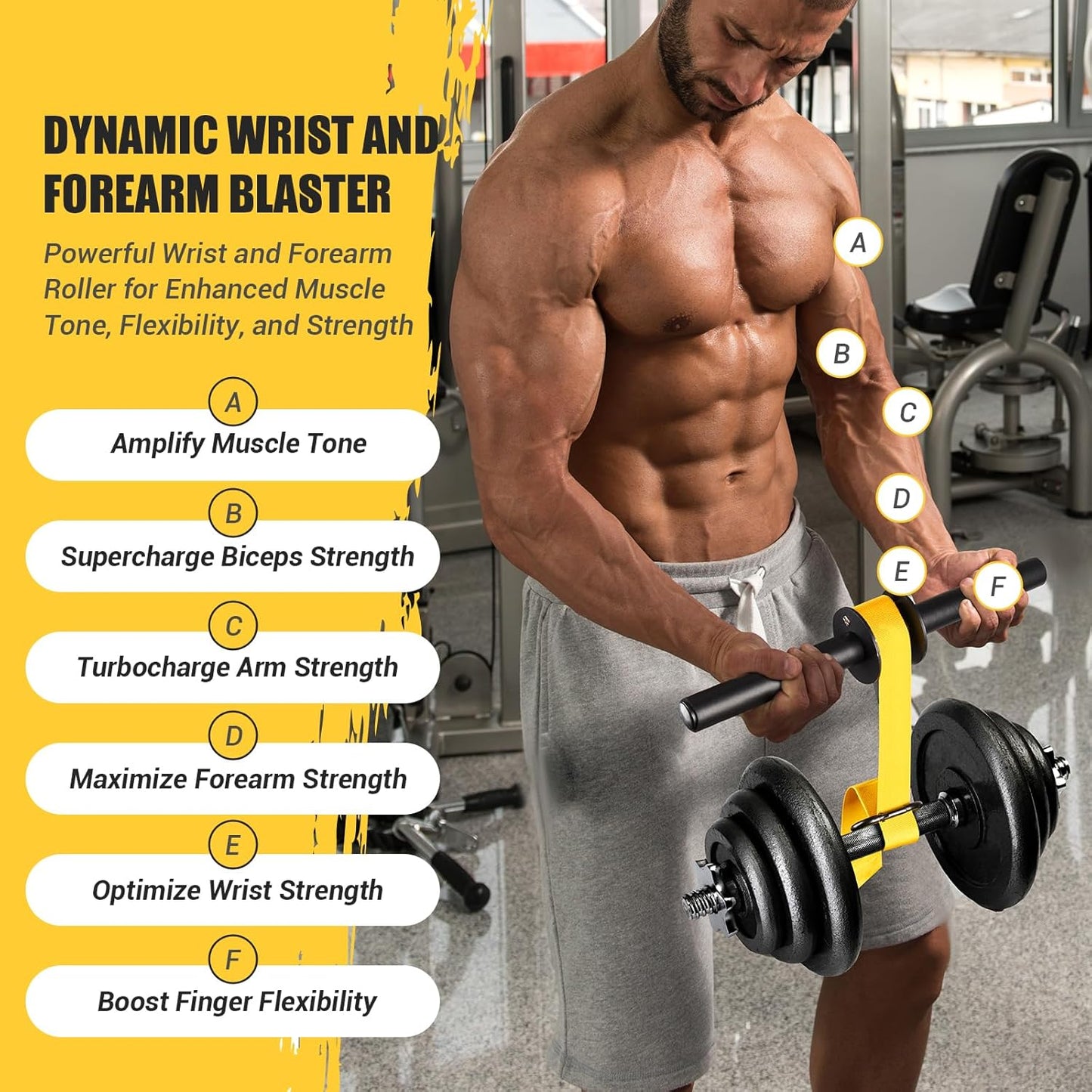 Forearm Strengthener and Wrist Roller, 43.3 in or 51.2 in Ultra-Strong Nylon Webbing Wrist & Forearm Blaster with Quick Locking Mechanism, Durable Anti-Slip Grip Handles for Forearm Strength Training