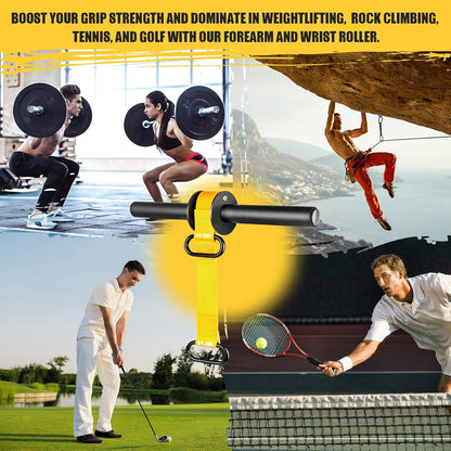 Forearm Strengthener and Wrist Roller, 43.3 in or 51.2 in Ultra-Strong Nylon Webbing Wrist & Forearm Blaster with Quick Locking Mechanism, Durable Anti-Slip Grip Handles for Forearm Strength Training